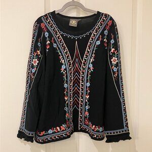 One September (Anthropologie) Embroidered Boho Top